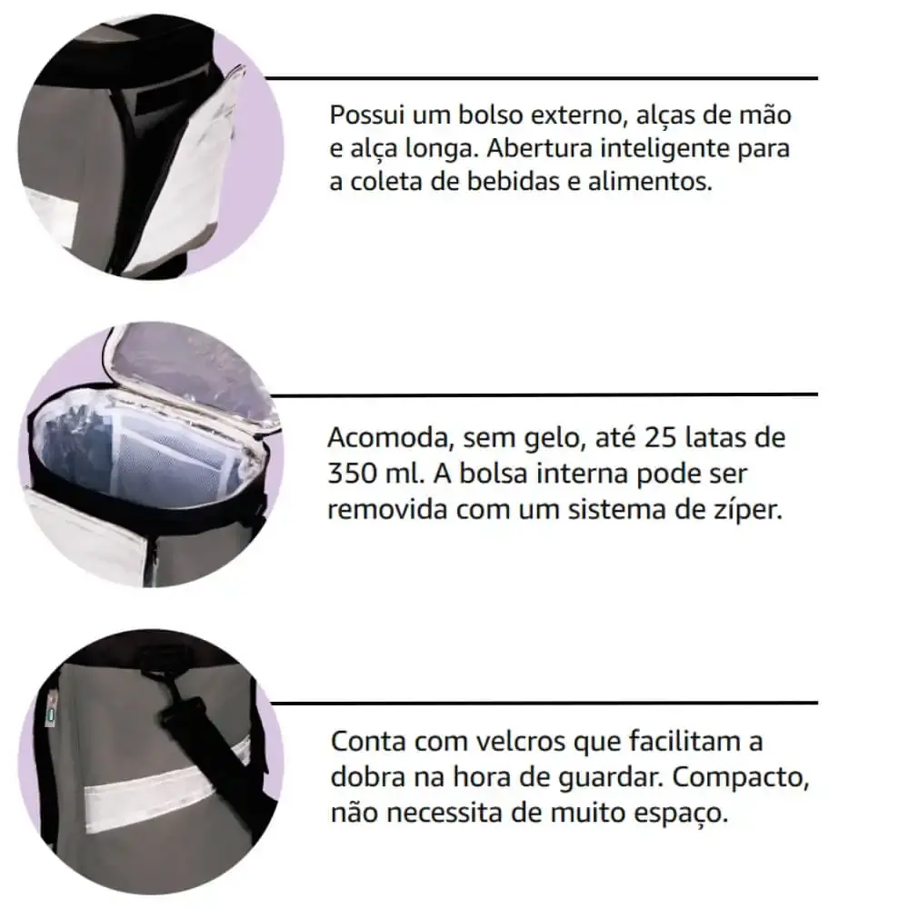 Bolsa térmica ice cooler 18 litros 003627 Mor — fotografia 7
