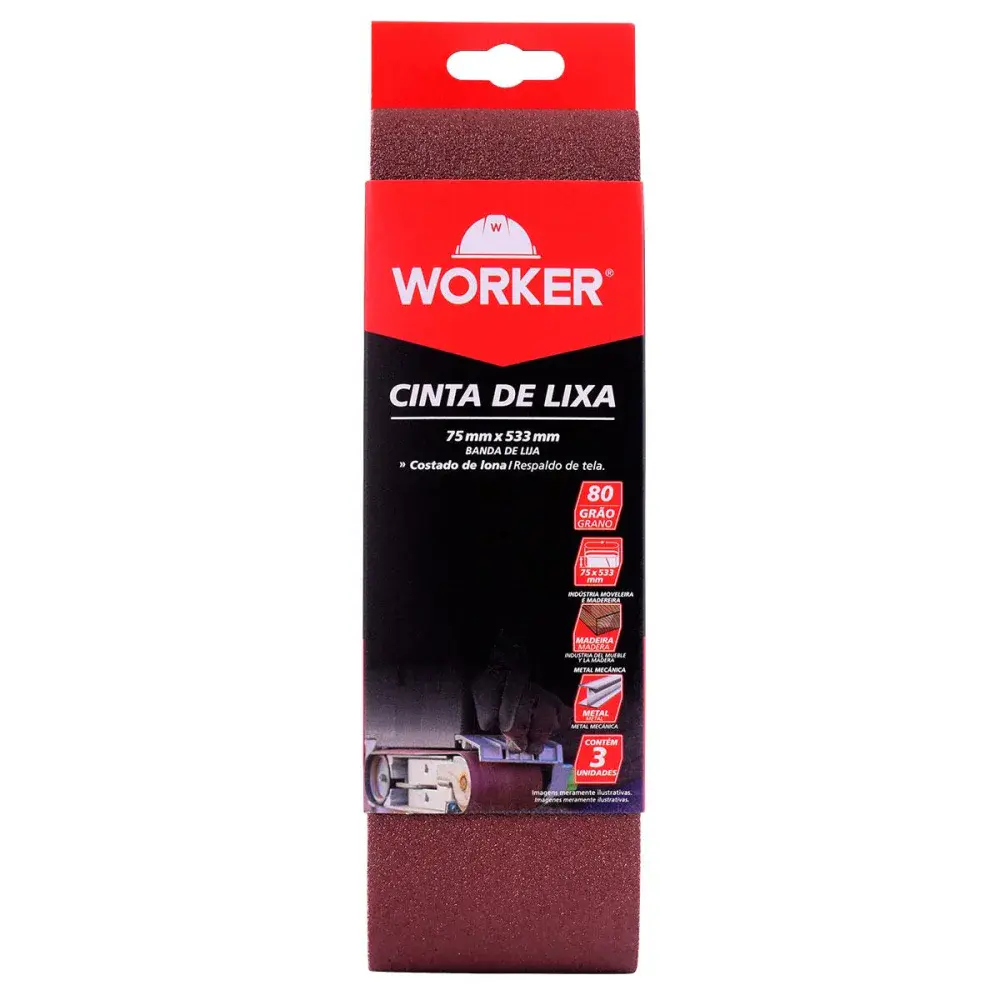 Cinta de lixa costado de lona grão 80 75X533MM Worker — fotografia 2