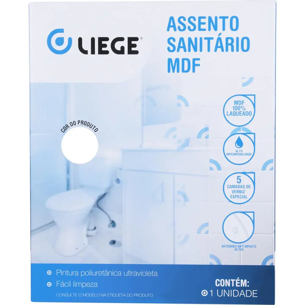 Assento sanitário em mdf laqueado vogue plus branco Liege — fotografia 4