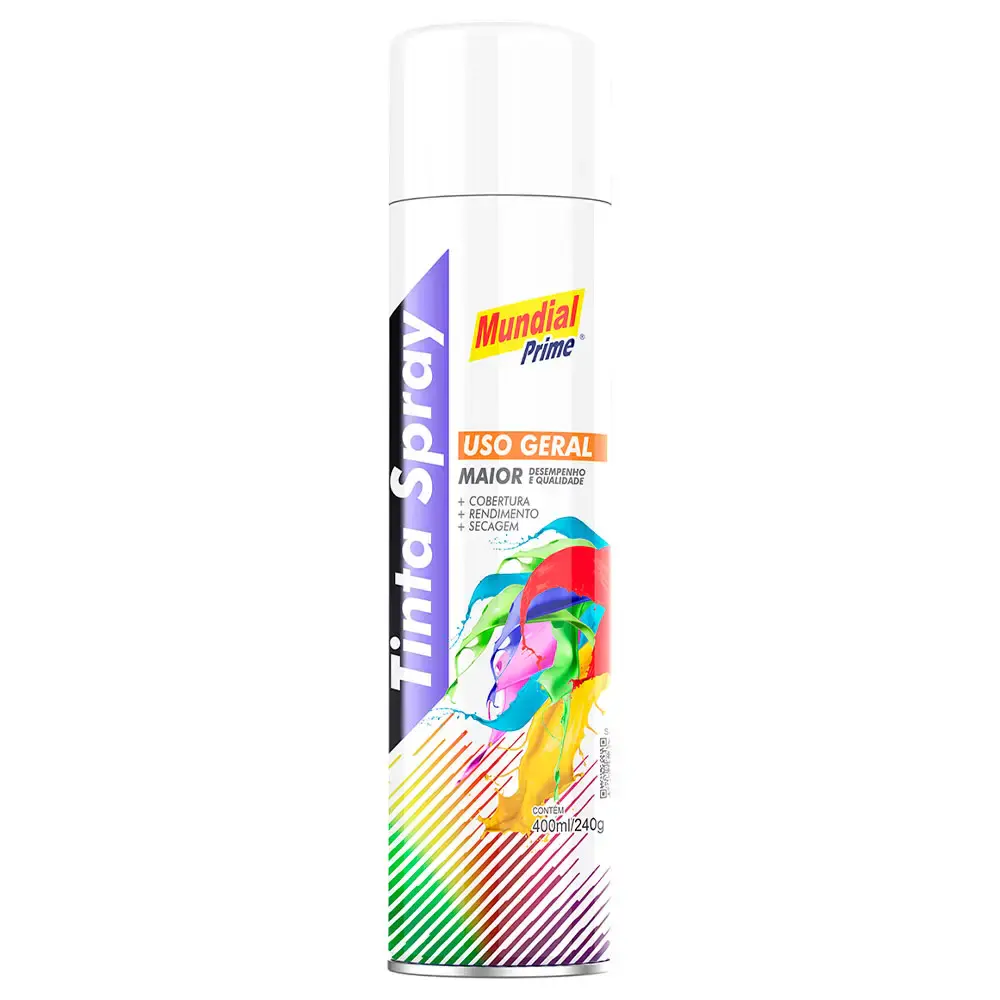 Tinta spray 400ML branco fosco AE01000094 Mundial prime — fotografia 5
