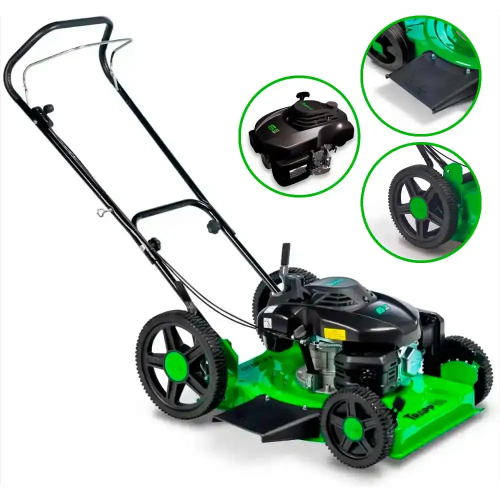 Cortador de grama à gasolina 6.5 HP motor 4T corte 48 CM roda alta LF-700RM Trapp — fotografia de referência