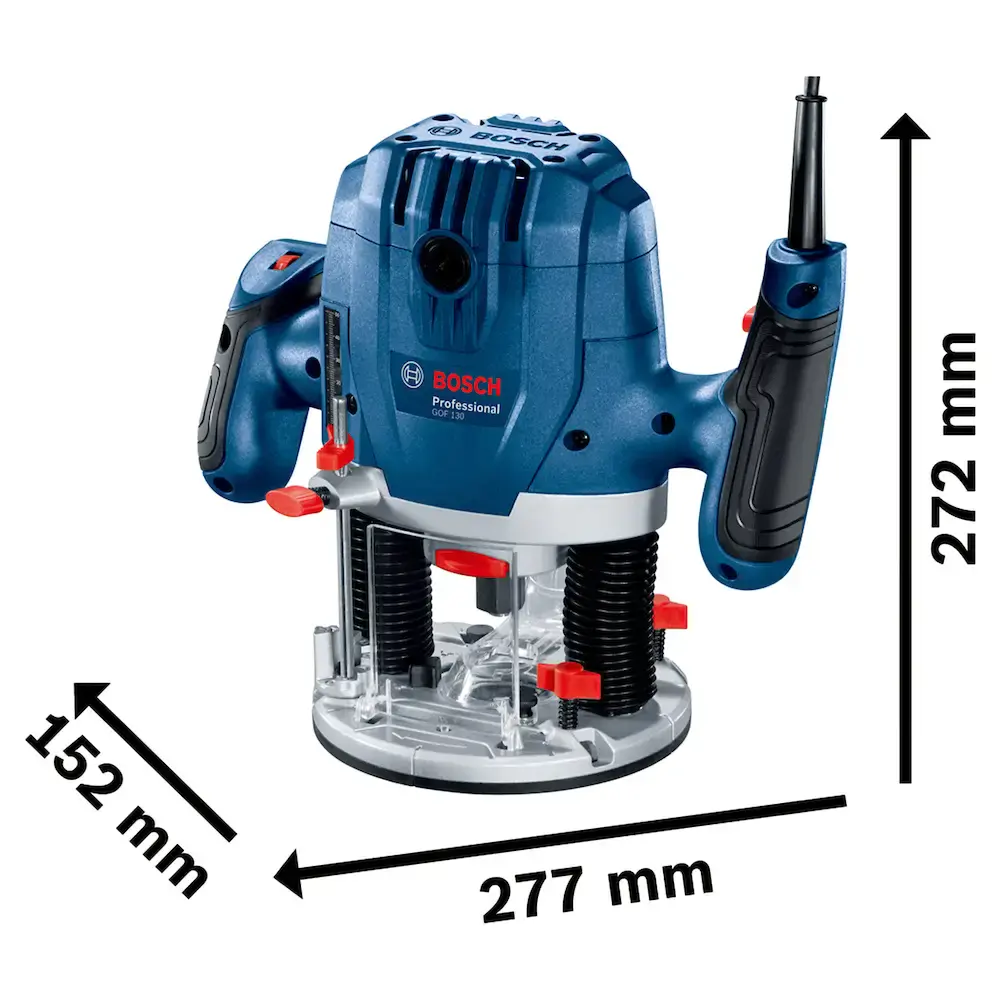 Tupia de coluna 6 MM 1300W profissional com acessórios GOF 130 Bosch 110 V — fotografia 4