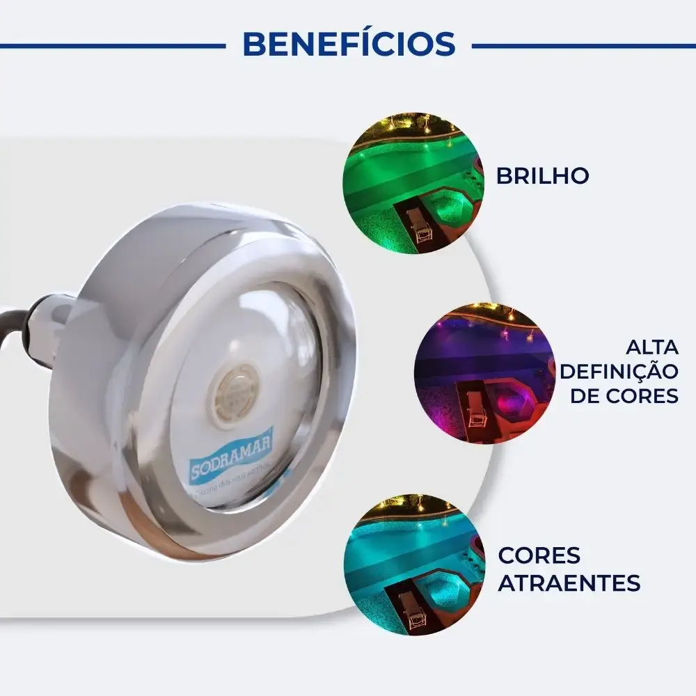 Luminária led 18W RGB em inox cabo 1,5 metros COB AI316 Sodramar — fotografia 5