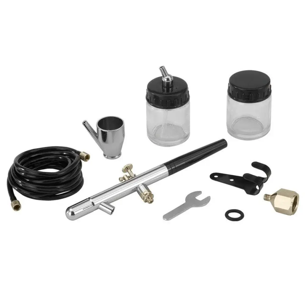 Kit com aerógrafo de dupla ação mais acessórios hobby Schulz — fotografia 4