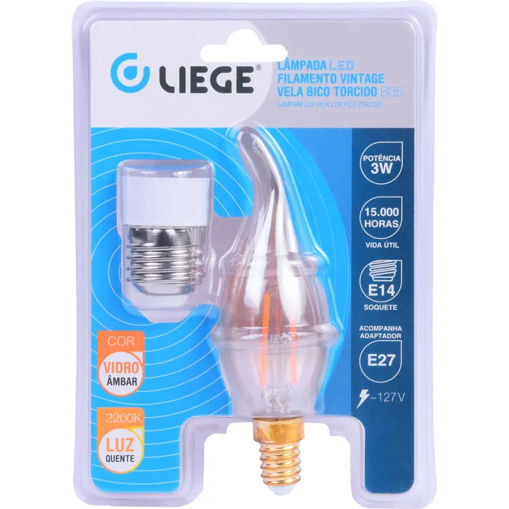 Lâmpada de led vintage vela torcida B35 E14 3W 127V Liege — fotografia 5