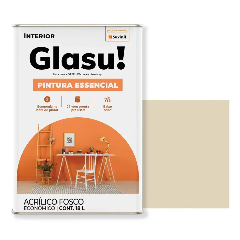 Tinta acrílica essencial fosco palha 18L da suvinil glasu — fotografia 2