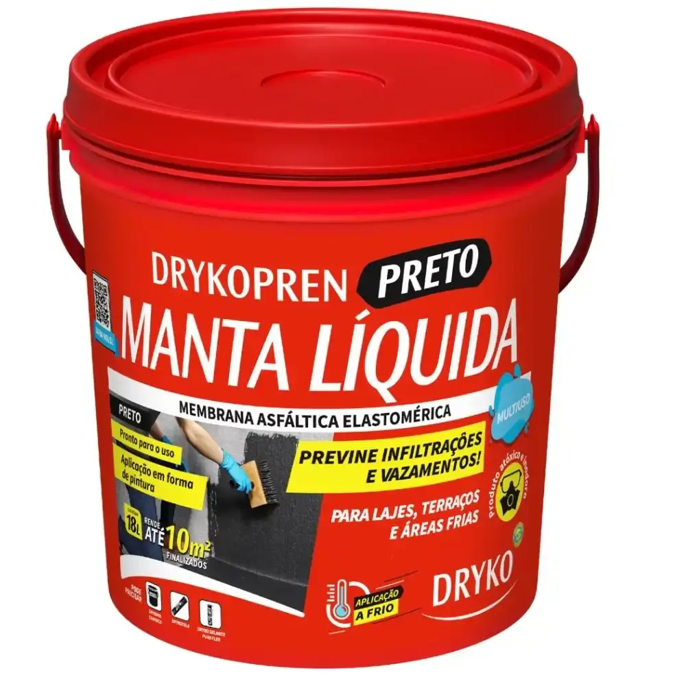 Manta líquida asfáltica drykopren 18 litros preto Dryko