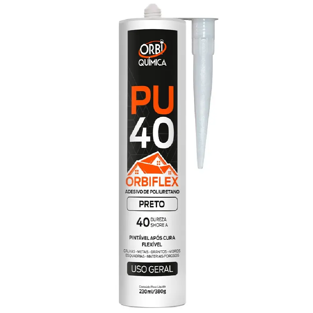 Silicone uso geral PU 40 preto 230ML 17786 Orbi