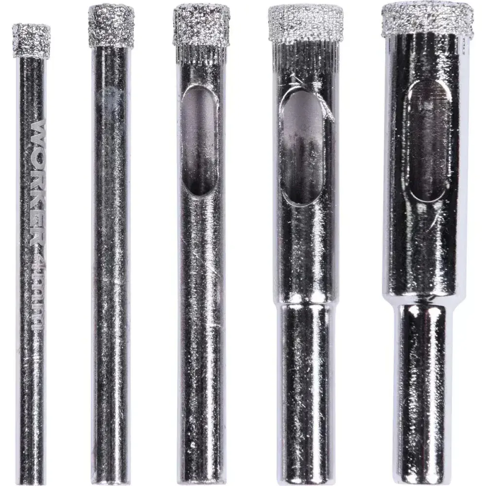 Kit de serras copo diamantada para vidro 5 peç 4MM-10MM Worker — fotografia 6