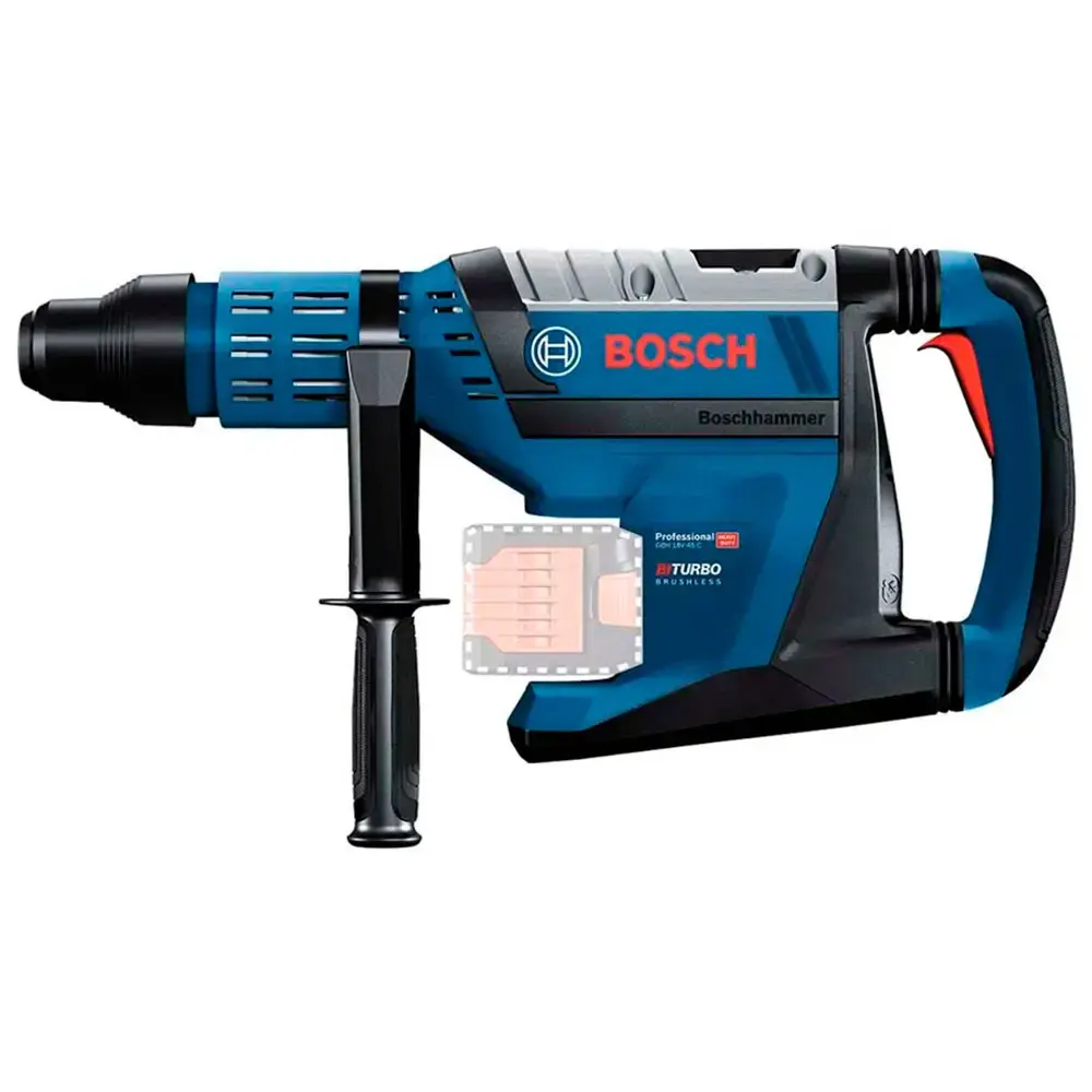 Martelete à bateria sds-max 18V biturbo brushless sem bateria e sem carregador GBH 18V-45C Bosch — fotografia 3