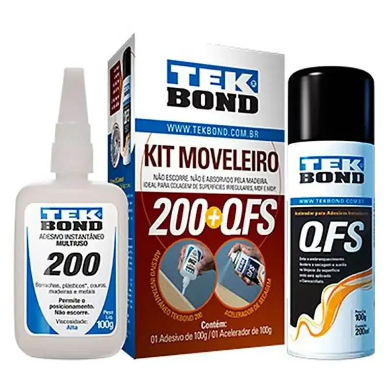 Cola kit moveleiro adesivo instantâneo e acelerador de secagem QFS 20501003000 Tekbond — fotografia de referência