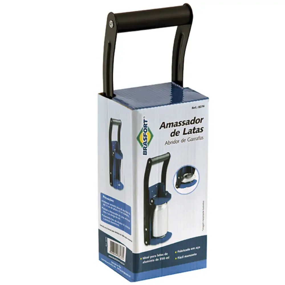 Amassador de Latas até 350ML 12CM com Abridor Garrafas 8276 BRASFORT — fotografia 5