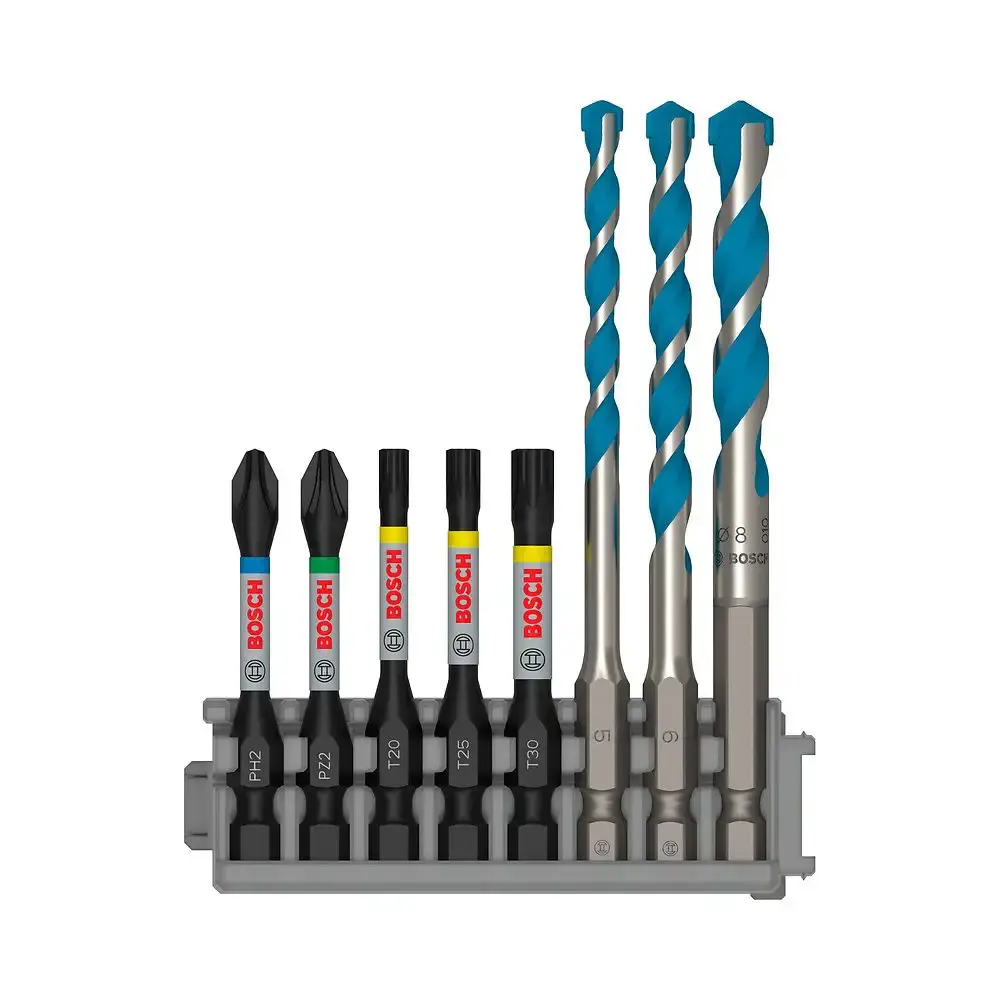 Kit bits e brocas impact set multiconstruction com 8 peças Bosch — fotografia de referência