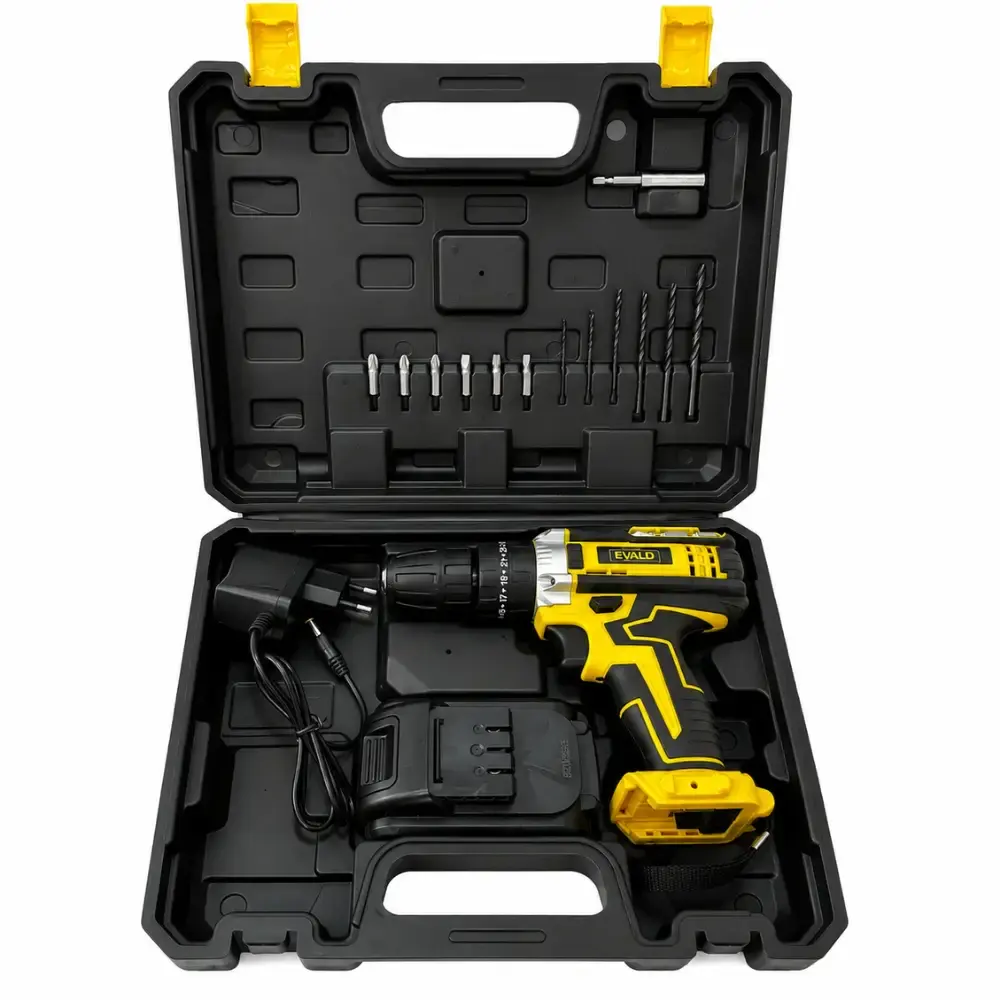 Parafusadeira furadeira bateria 12V com impacto bivolt PFE-012EVI Evald — fotografia 3