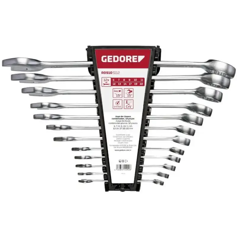 Jogo de chave combinada de 6 à 22 MM com 12 peças R09105112 Gedore RED — fotografia de referência