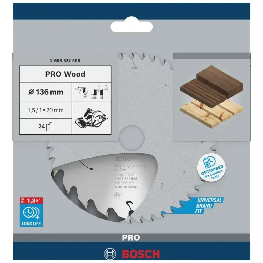 Disco de serra circular PRO wood cordless 136X20MM 24 dentes Bosch — fotografia 3