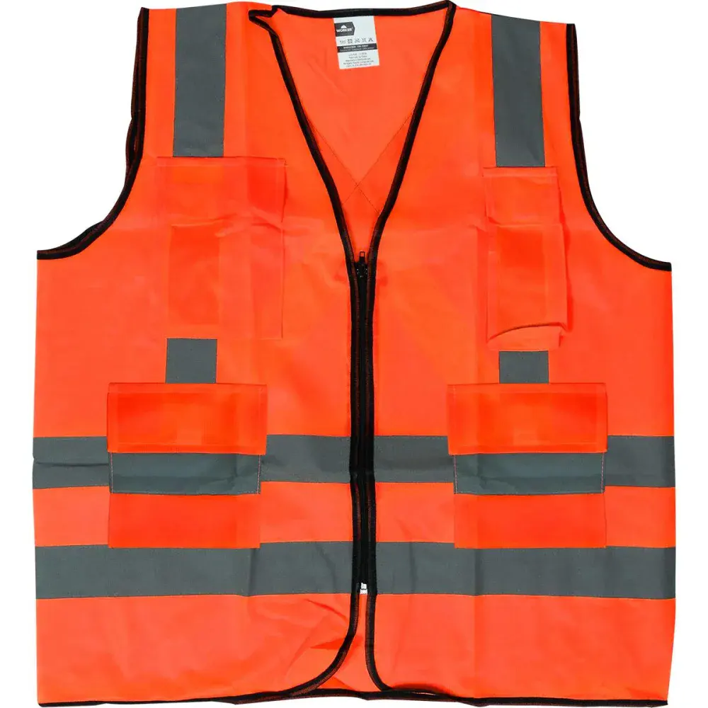 Colete refletivo laranja 4 bolsos tamanho g Worker