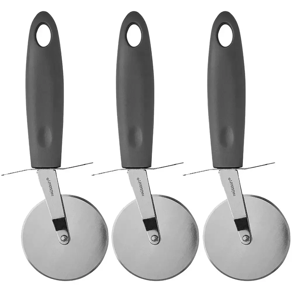 Kit 3 cortadores de pizza 20,55 CM cinza em aço inox UTEN-055 hauskraft