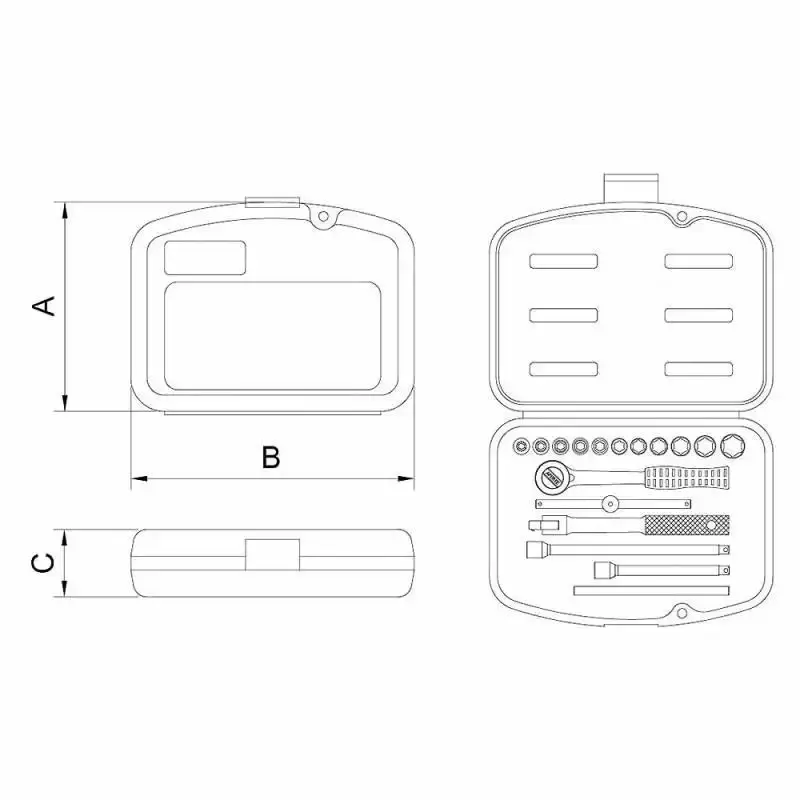 Soquete encaixe 1/4 pol sextavado 4.0 a 13.0 MM kit com 17 peças e maleta Tramontina — fotografia 5