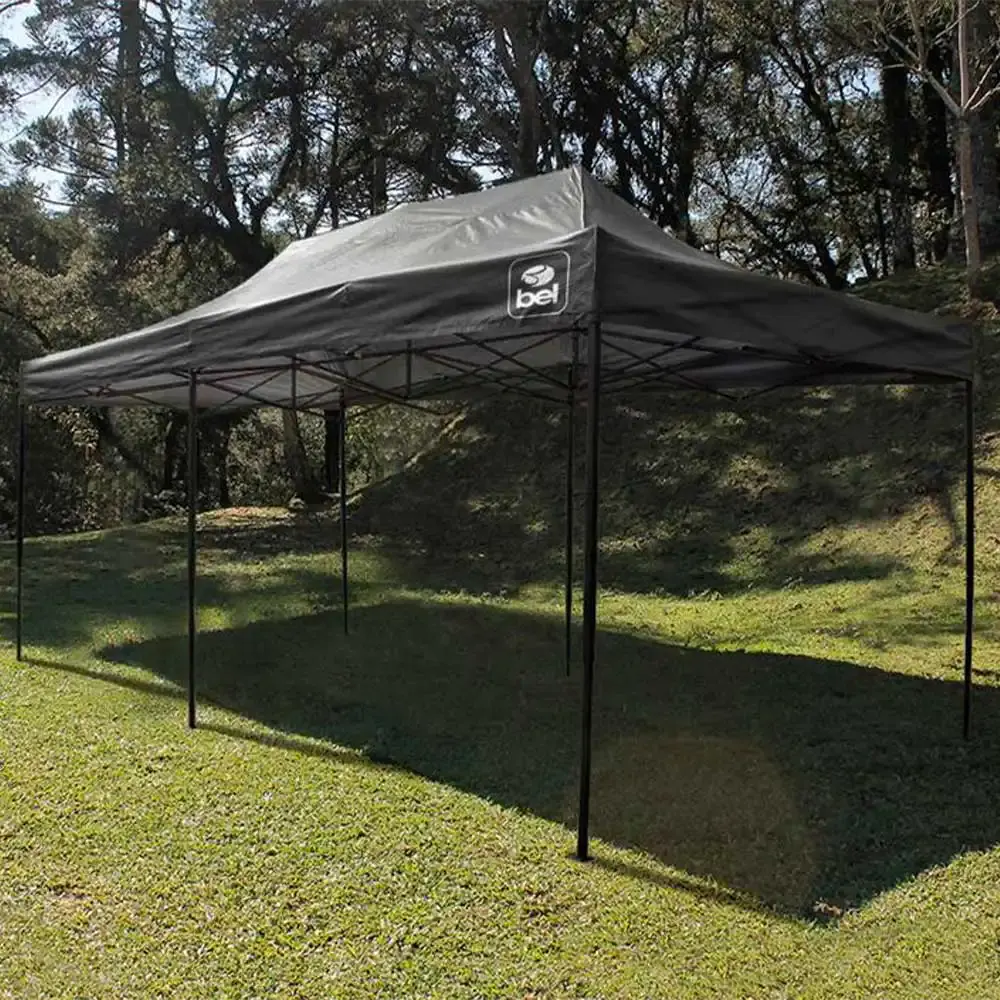 Tenda gazebo 3 x 6 metros dobrável pagoda preta articulada 334607 BEL — fotografia 2