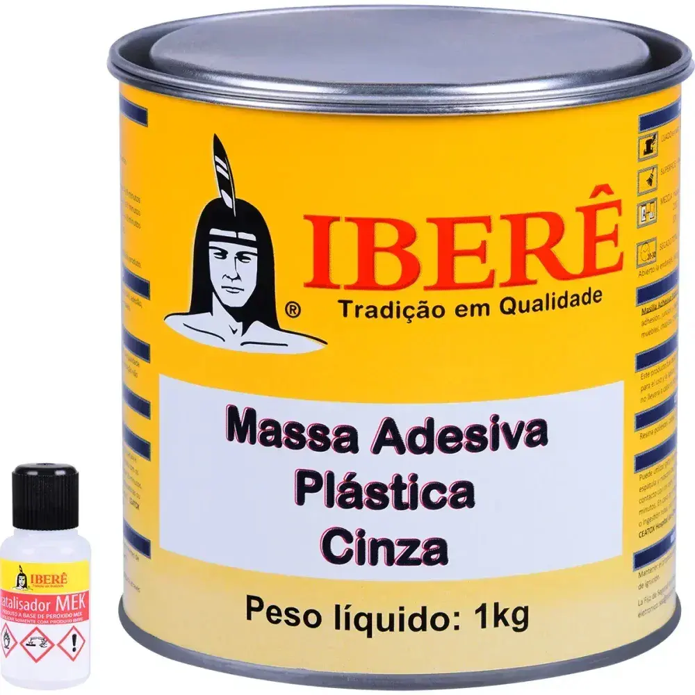 Massa adesiva plástica cinza 1KG iberê — fotografia 6