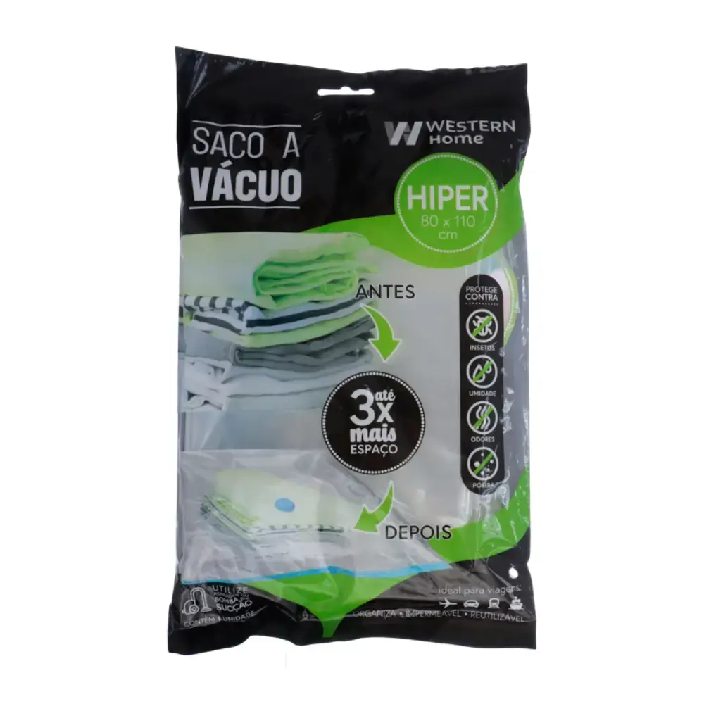 Saco a Vácuo para Organizar Roupas 80 x 110 cm SV-05 WESTERN — fotografia 3