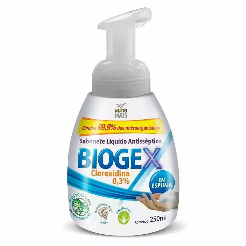 Sabonete líquido antisséptico espuma biogex clorexidina Nutriex