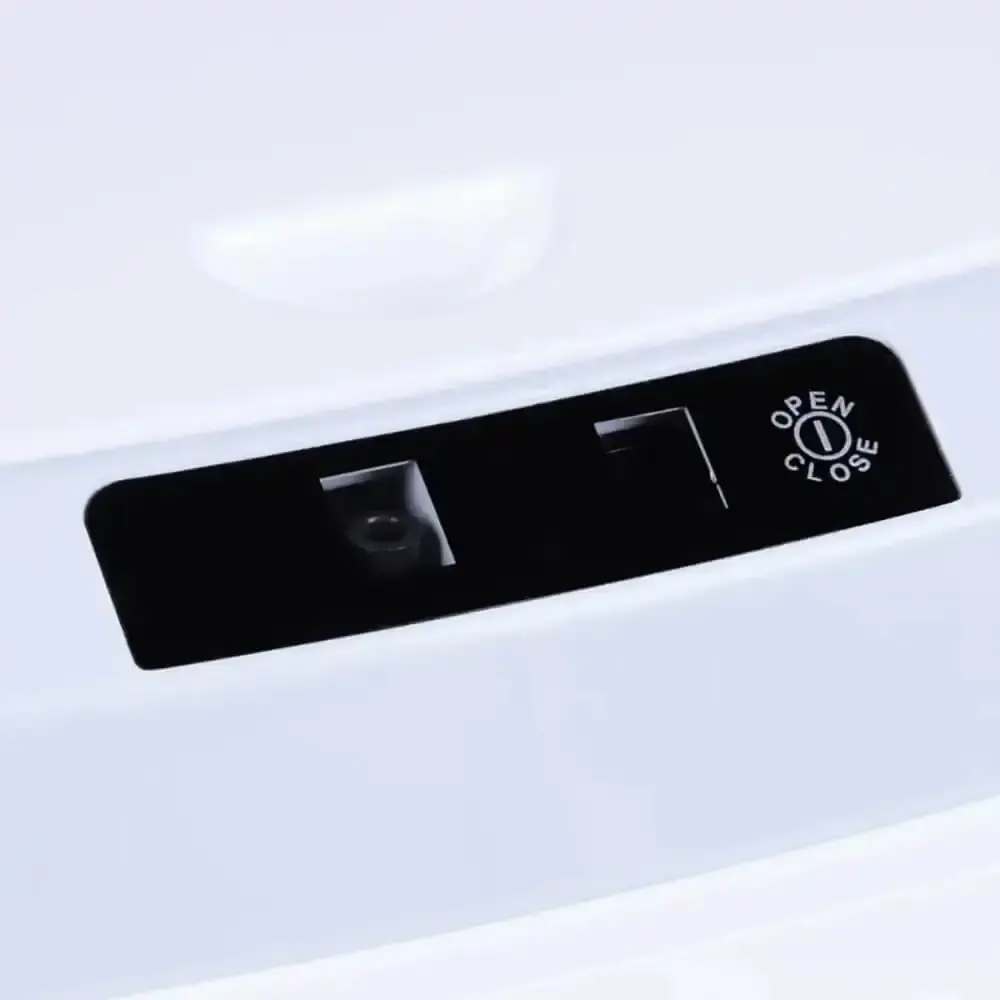 Lixeira automática branca 16 litros USB Kala com suporte para papel higiênico 3 rolos branco evald — fotografia 5