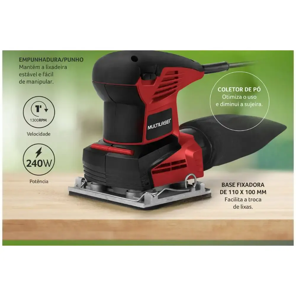 Lixadeira orbital Multilaser 127V 240W vermelha HO054 Multilaser — fotografia 4