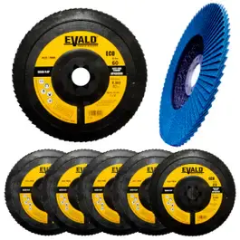 Disco de Lixa Flap Zirconio 7 POL 180 mm Aço Inox Grão 60 Kit 5 Unidades EVALD — fotografia 2