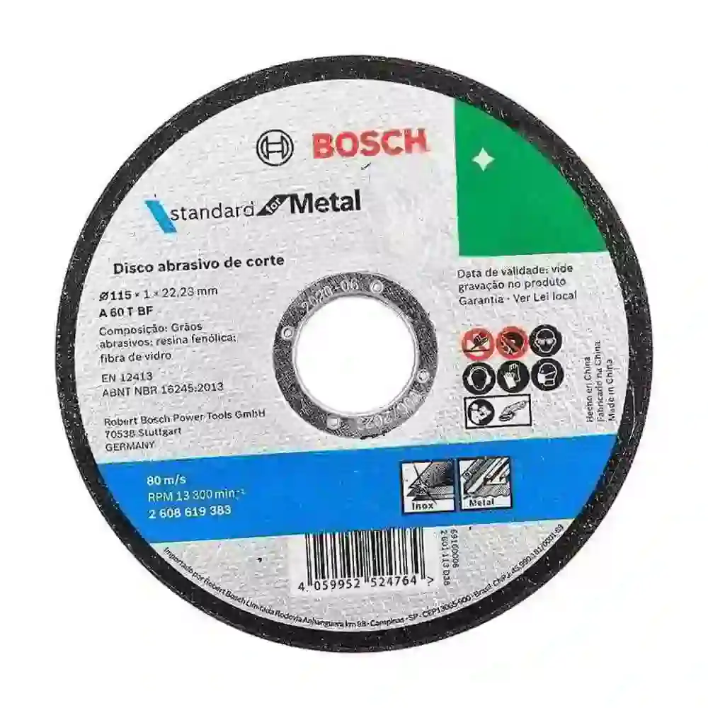 Disco de Corte 4.1/2POL 115 mm X 1.0 mm Standard para Metal BOSCH — fotografia 3