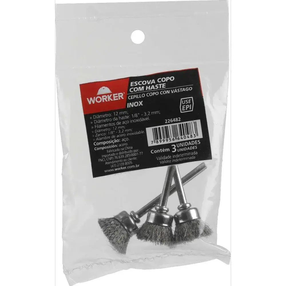 Jogo copo com haste em inox 1/8” 12MM Worker — fotografia 9