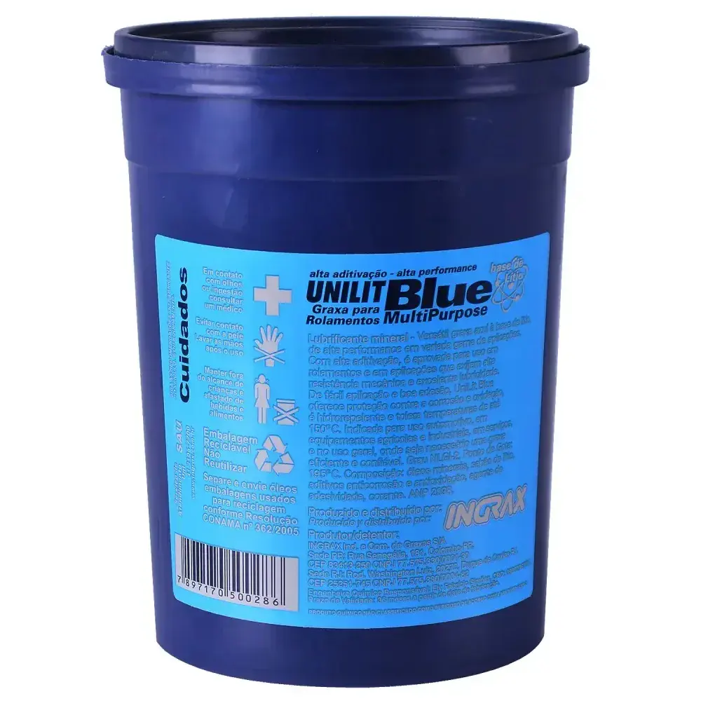 Graxa azul para rolamentos e mancais unilit BLUE-2 1KG Ingrax — fotografia 8