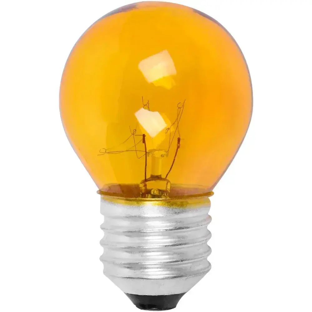 Lâmpada bolinha 15W E27 amarela incandescente Liege 127V — fotografia 5