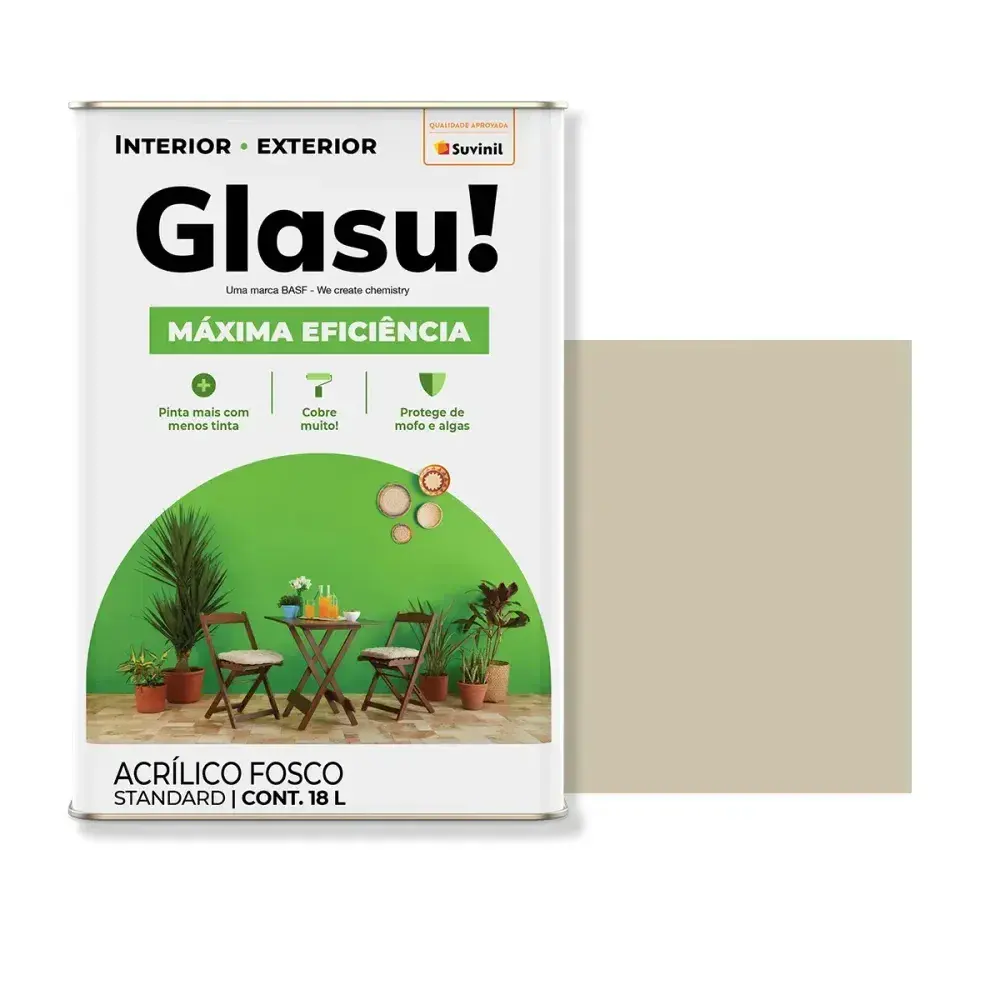 Tinta acrílica máxima eficiência fosco palha 18L glasu Suvinil Glasu! — fotografia 2