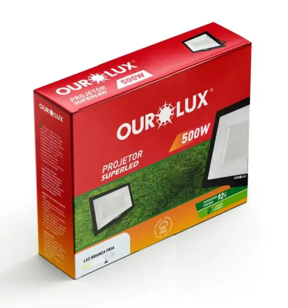 Refletor led 500W bivolt preto IP65 Ourolux — fotografia 2