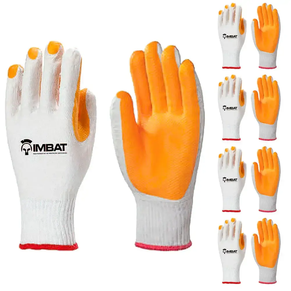 Kit 5 luvas de algodão e borracha vulcanizada laranja T9 LV-A-BLVA-9 Imbat