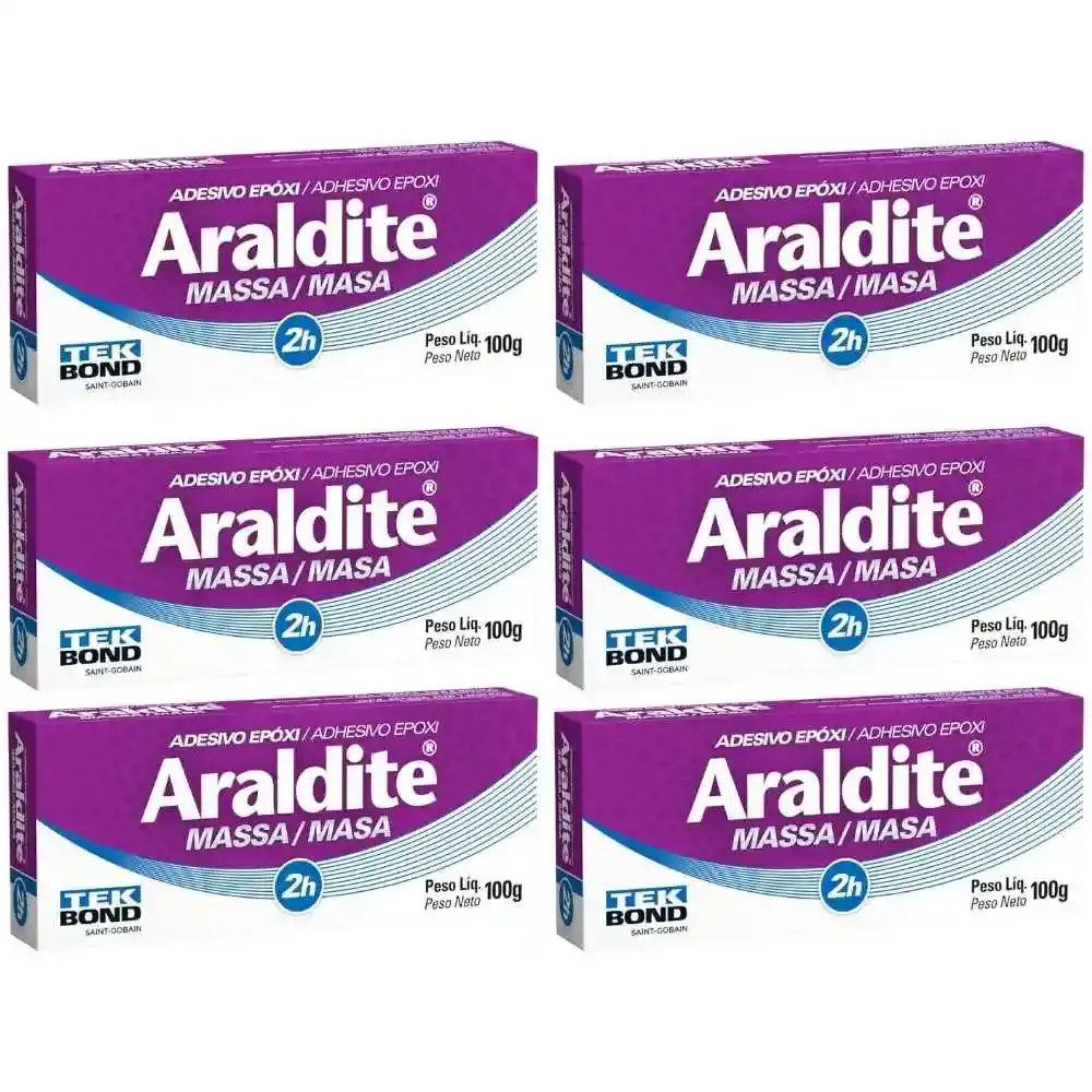 Cola massa epóxi 100G araldite com 6 unidades Tekbond