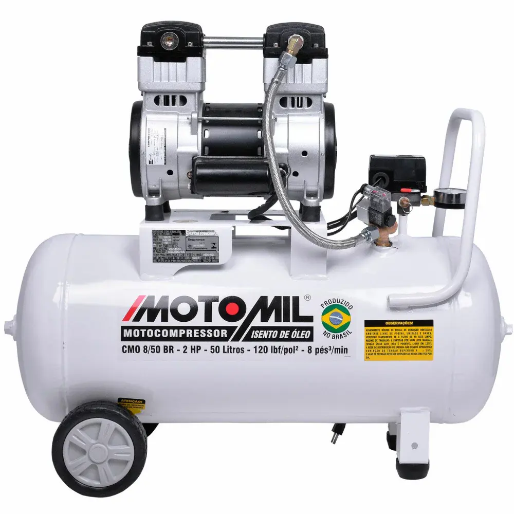 Compressor de ar médico odontológico cmo 8/50 branco MotoMil