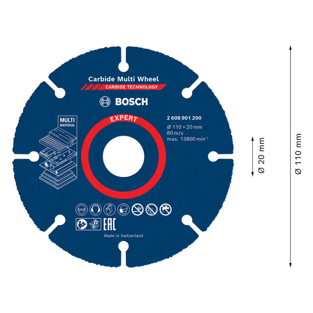 Disco de corte Bosch EXPERT Carbide Multi Wheel 110 mm, 20 mm — fotografia 4
