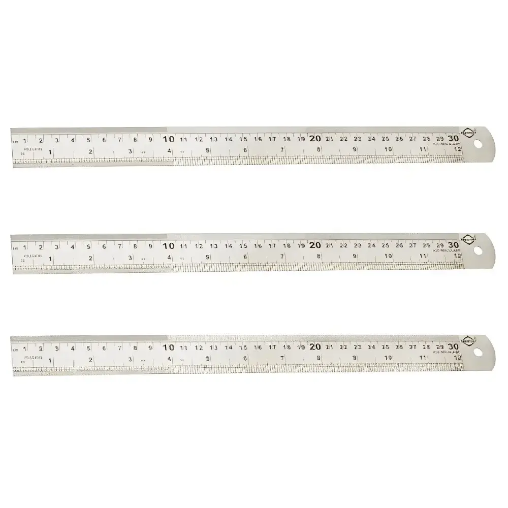 Régua Escala de Aço 30 cm com 3 Unidades 145416 BRASFORT
