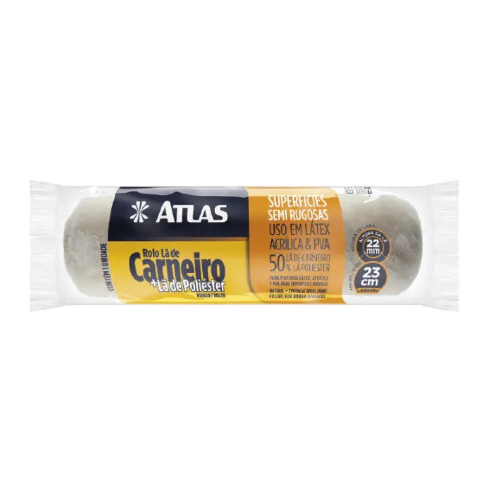 Rolo lã mista Atlas nat 23CM sem cb 228
