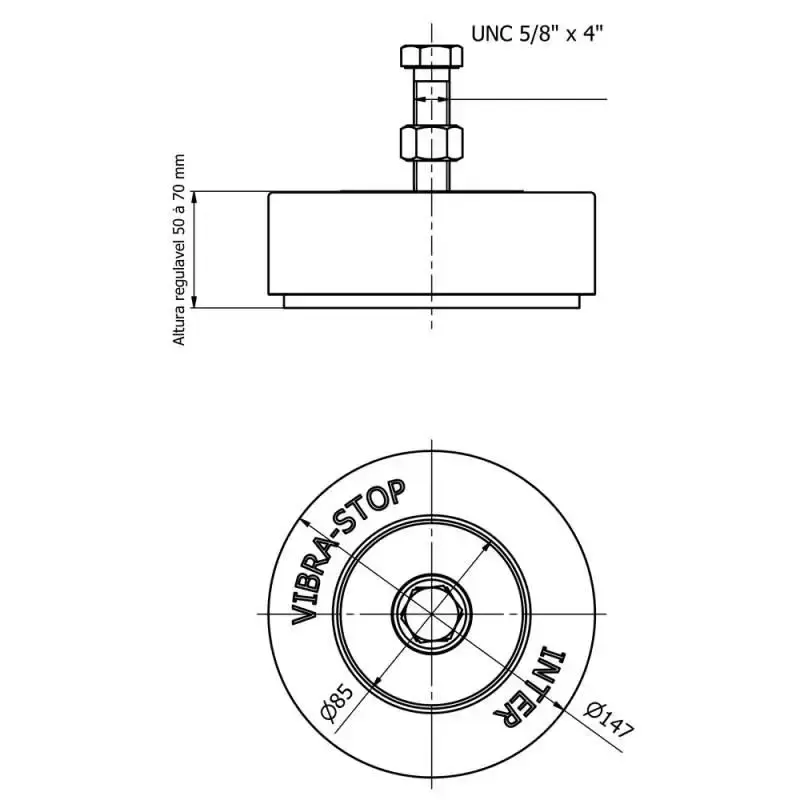Vibra-Stop intermediário antivibratório 5000/20000 KG rosca 5/8 POL INT58 Vibra-Stop — fotografia 4