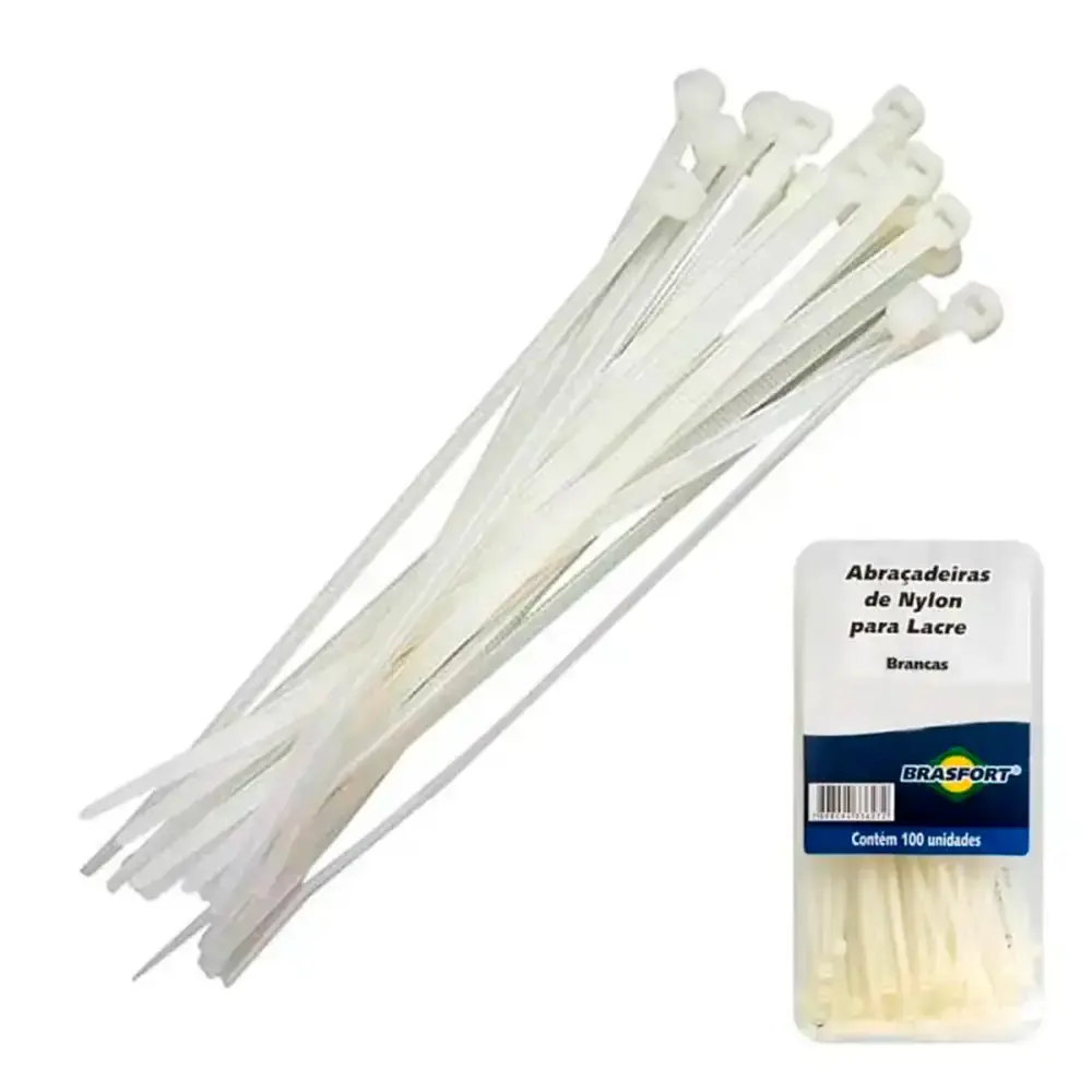 Abraçadeira de Nylon 250 x 4.8 MM Kit 500 Unidades Branco 8636 BRASFORT — fotografia 4