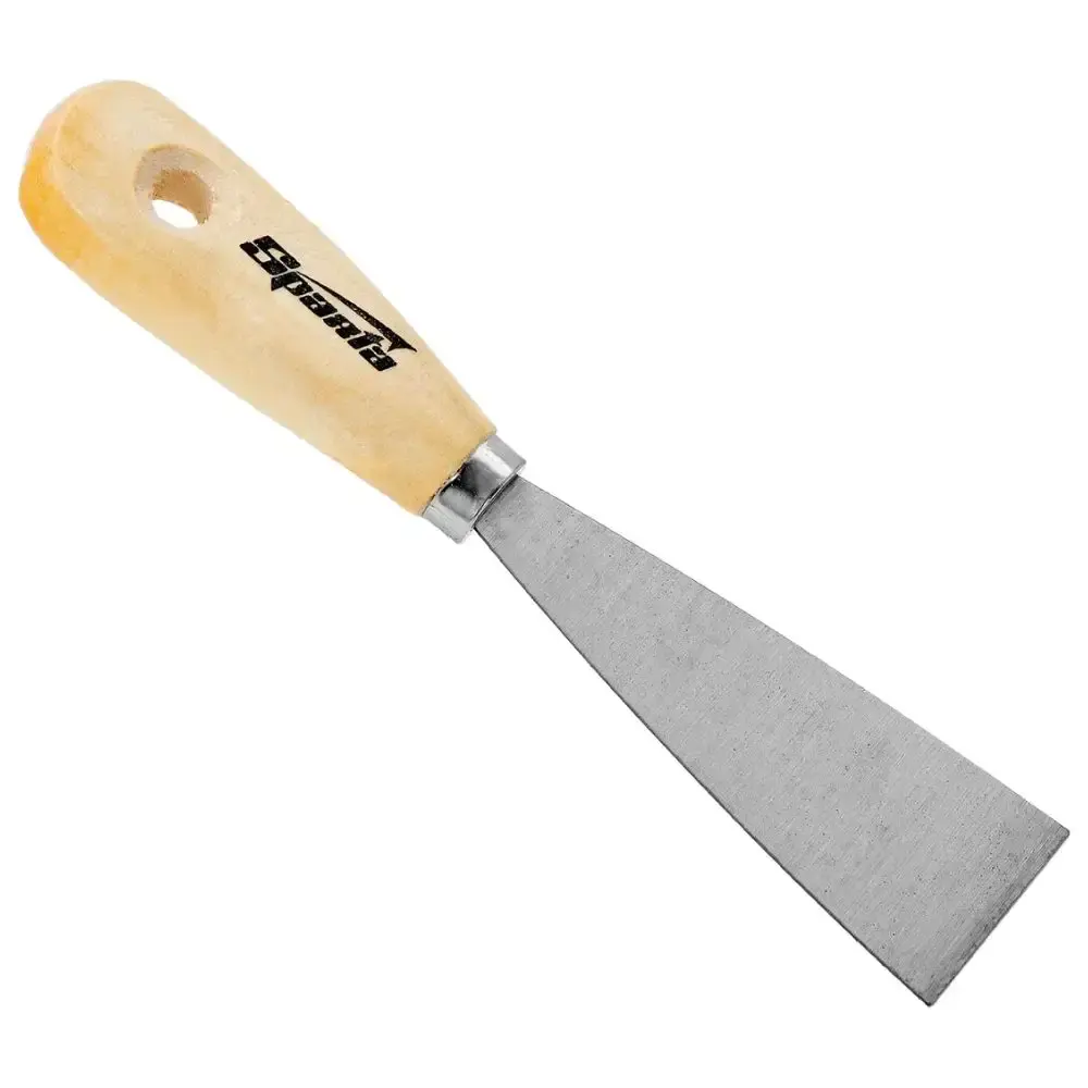 Espatula inox lisa 4CM com cabo de madeira Sparta