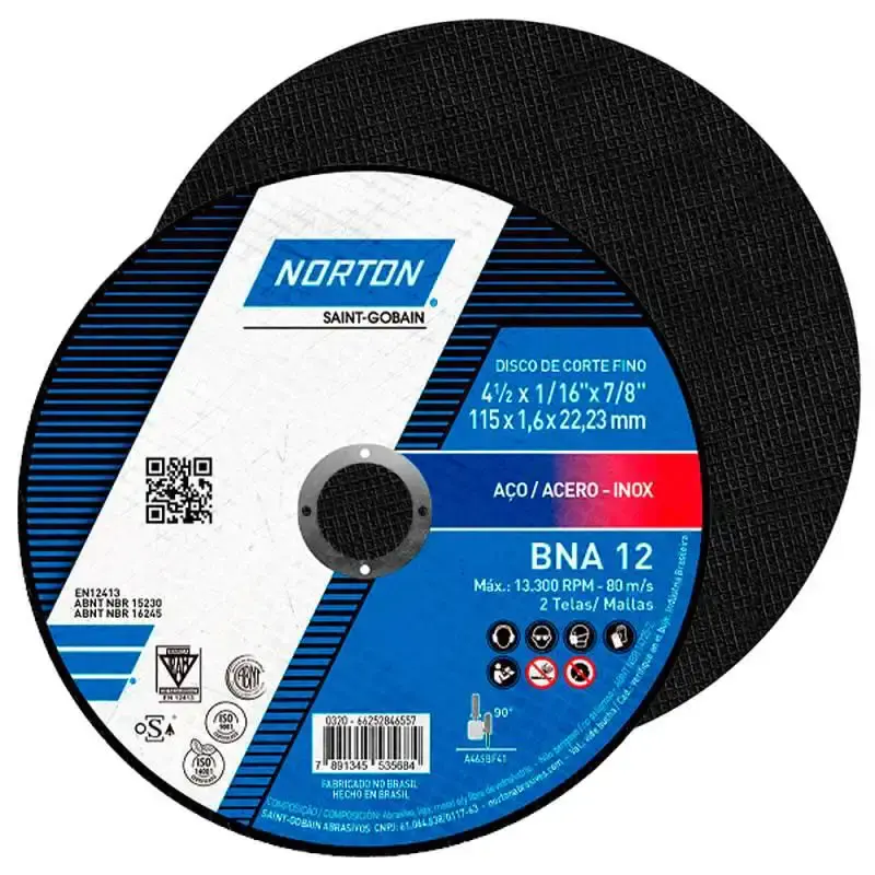 Disco de Corte Inox 4.1/2 Pol x 1.66MM BNA 12 NORTON — fotografia 2