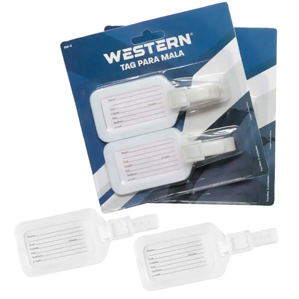 Tag identificador para mala com 4 peças EM-2 Western